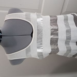 Willow Bay  Womens Sz Med  White W/ Silver sequins Top